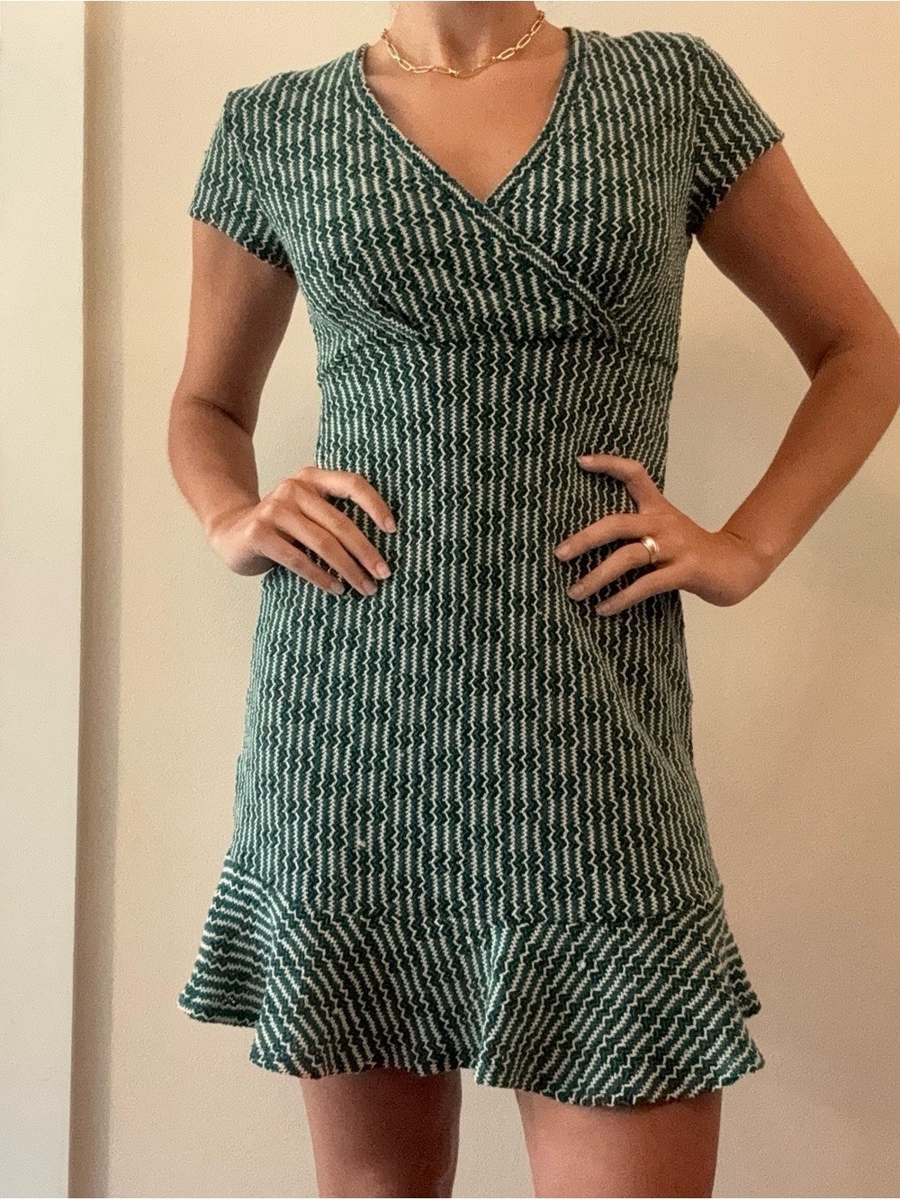 Black & green Knit Wrap-Style Women’s Dress